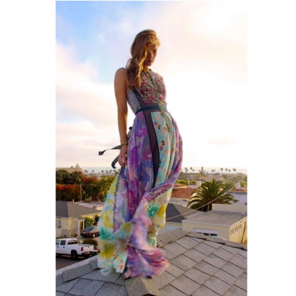 NEW Byron Lars Wilderflora Patchwork Maxi Dress 4 - Picture 7 of 8